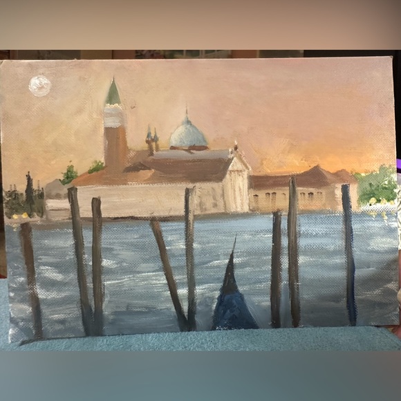 Hand painted beautiful scene of Venice done at location by friend for me. - Picture 1 of 8